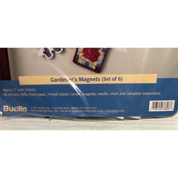 Bucilla Raffia Point Gardeners Magnets Kit 33808 7-Mesh Plastic Canvas Set - Picture 3 of 5